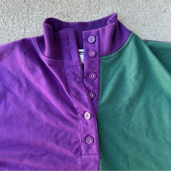 Retro Colorblock Rugby/Polo Shirt - Purple and Green - Picture 7 of 9